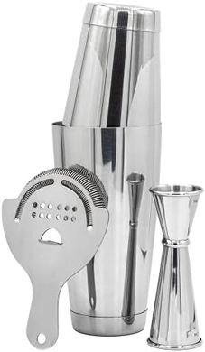 Weighted Boston Shaker Set with Hawthorne Strainer & Jigger
