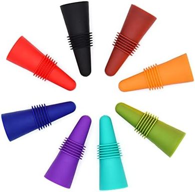 Silicone Wine Stoppers with Grip: 8-Pack Freshness Seal