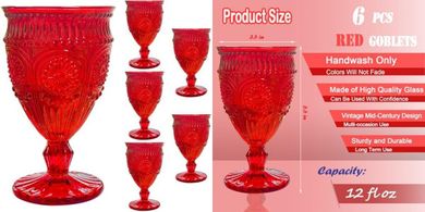 Christmas Red Goblet Wine Glasses (6-pack)
