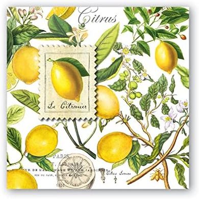 Lemon Basil Cocktail Napkins: Soft, Triple-Ply, Everyday Elegance
