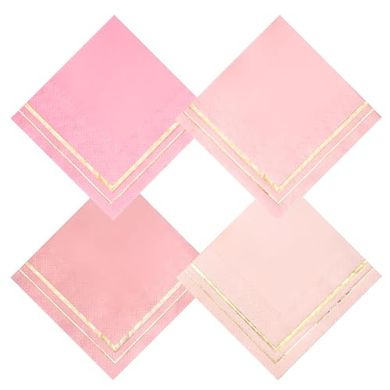 Assorted Pink Cocktail Napkins (100, 3-ply, 5x5")
