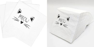 SharkBliss Meow Cocktail Napkins: 100 2-ply, 5x5" party napkins.