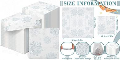 Silver Snowflake Christmas Napkins (200-pack) for Parties & Holidays
