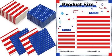 Patriotic American Flag Napkins (200-count) for July 4th & Holidays
