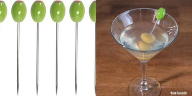 Cork Pops Green Olive Cocktail Picks (6-piece stainless steel set)
