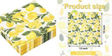 Lemon Summer Luncheon Napkins (50, 3-ply, 6.5")
