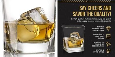 Whiskey Rocks Glasses Set: 4, 10oz, Granite Stones
