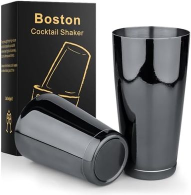 Professional 18/28oz Stainless Steel Boston Shaker Set (Black)
