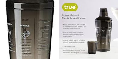 Smoke Tinted Cocktail Shaker with Recipes & Measurements (16oz)
