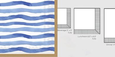 Blue Wavy Stripe Cocktail Napkins (3-ply, 5x5")
