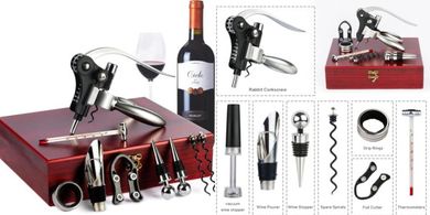 9-Piece Stainless Steel Wine Opener Set with Foil Cutter & Stopper
