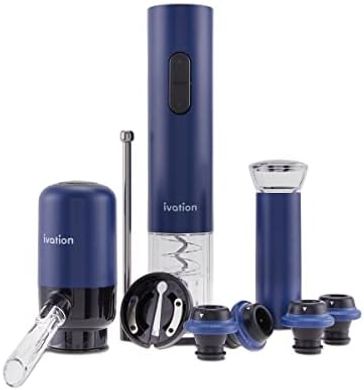 Ivation All-in-One Wine Gift Set: Electric Opener, Aerator, Preserver, & Accessories
