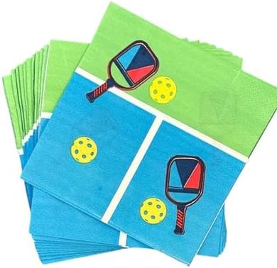 Green & Blue Pickleball Party Napkins (60 ct., 5")
