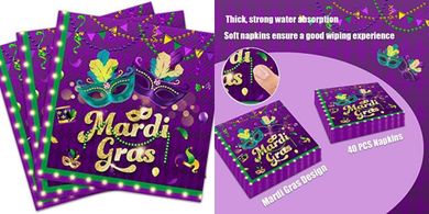 Mardi Gras Party Napkins (40 Disposable)
