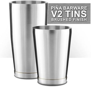 Piña Bar Shaker Set: 28oz & 18oz Brushed Stainless Steel
