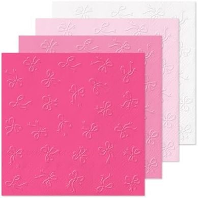 Pink & White Bow Embossed Cocktail Napkins (100pcs, 4 colors)
