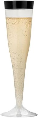 Black Rimmed Disposable Champagne Flutes (50-pack)
