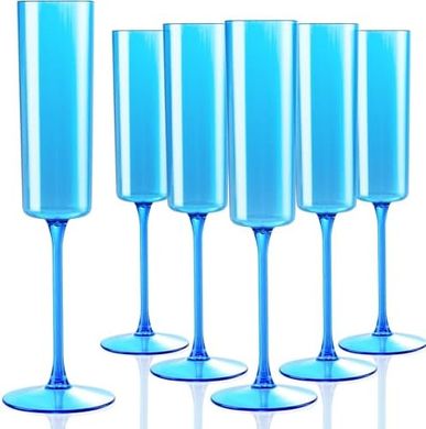 YOUBET 24 Pack Disposable Blue Champagne Flutes for Parties
