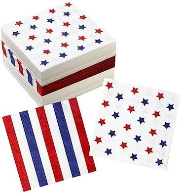 Patriotic 3-ply Cocktail Napkins (50-pack) for July 4th
