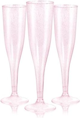 Pink Glitter Plastic Champagne Flutes (36-pack, 7oz)
