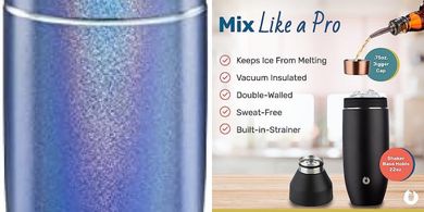 SNOWFOX Premium Cocktail Shaker: Insulated, Leakproof, with Jigger & Strainer (Blue, 22oz)
