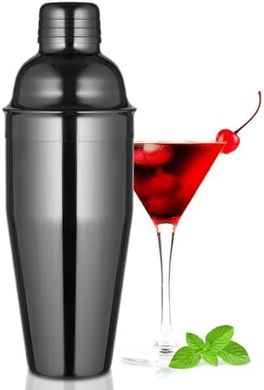 Gunmetal Stainless Steel Martini Shaker with Built-in Strainer
