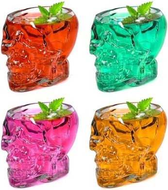 Halloween Skull Wine Glasses (4-pack, 12oz)
