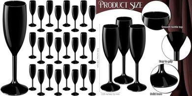 Black Acrylic Champagne Flutes (24-pack, 6 oz)
