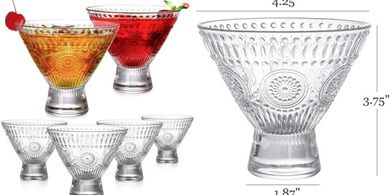 Kingrol 6-Pack 8oz Stemless Martini/Dessert Glasses
