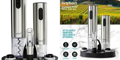 Ivation Electric Wine Gift Set: Opener, Aerator, Preserver, & Accessories
