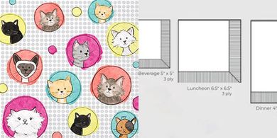 Art Pop Cats Party Napkins: 20 Disposable 3-Ply, 5x5"