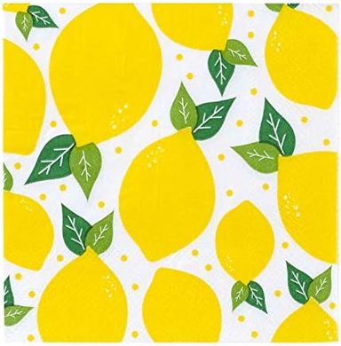 X&O Yellow Lemon Cocktail Napkins (20, 5.5")
