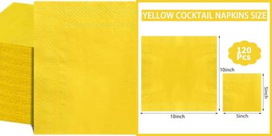 Yellow Disposable Paper Cocktail Napkins (120, 5x5")
