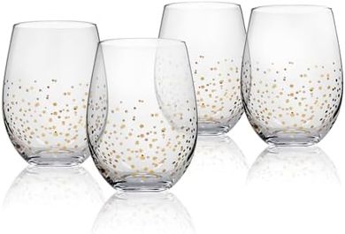 Gold Dot Confetti Stemless Wine Tumblers (Set of 4)
