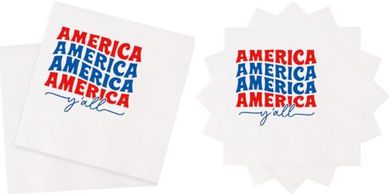 Patriotic Party Napkins (100, 2-ply, 4.5x4.5")
