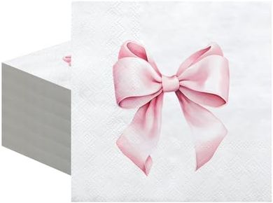 Pink Crtiin Bow Napkins: Bachelorette, Bridal, Baby Shower Decor
