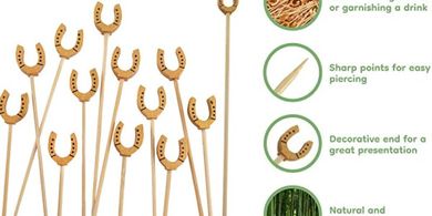 Bamboo Cocktail Picks: 100 Lucky Horseshoe Skewers
