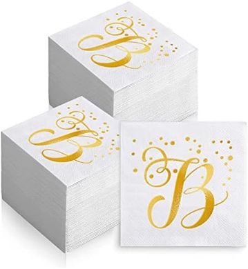 Gold Foil "B" Cocktail Napkins (200-pack) for Parties & Events
