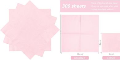 Pink Cocktail Napkins: 300 Count, 2-Ply, Disposable
