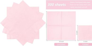 Pink Cocktail Napkins: 300 Count, 2-Ply, Disposable