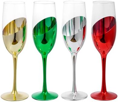 Modern Multicolor Champagne Flutes (4-Piece Set)
