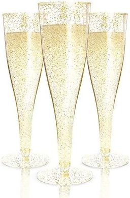 Prestee Gold Disposable Champagne Flutes for Parties
