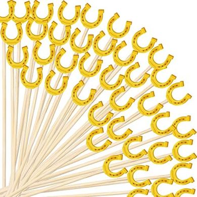 Cowboy Horseshoe Bamboo Cupcake Picks (100) for Western Parties
