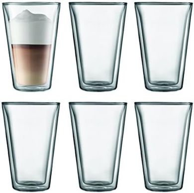 Bodum 6-Pack Clear Glass Canteen, Double-Walled, 13.5oz
