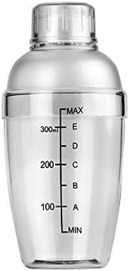 Clear Plastic Cocktail Shaker with Strainer & Jigger (350ml)
