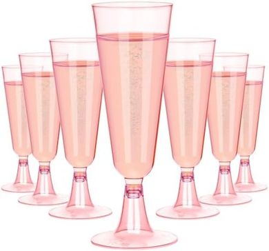 Pink Plastic Champagne Flutes (40-pack) for Parties & Events
