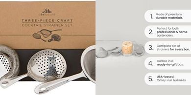 Professional Cocktail Strainer Set: Hawthorne, Julep, & Fine Mesh
