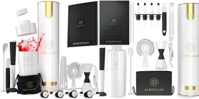 BarDeluxe Pro Mixology Kit: 12-Piece Cocktail Shaker Set (White)
