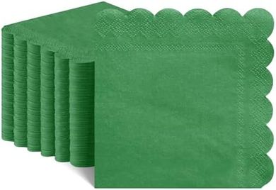 Green Scalloped Cocktail Napkins (120-pack, 5x5") for Parties
