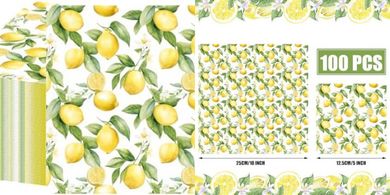 Lemon Cocktail Napkins: 100 3-ply Disposable Paper Napkins
